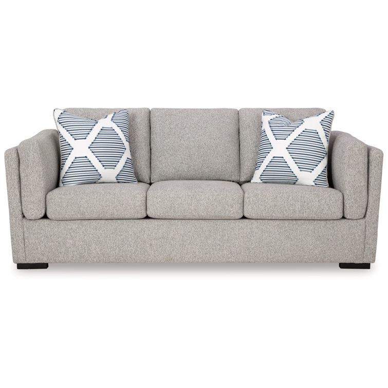 Pewter Gray Washable Fabric Stationary Sofa with Pillow Back