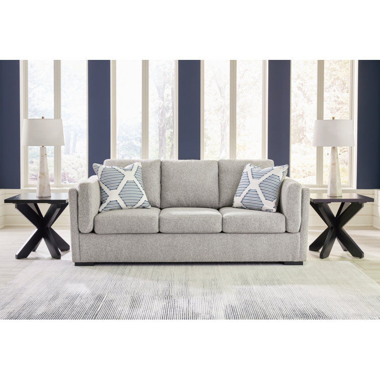 Pewter Gray Washable Fabric Stationary Sofa with Pillow Back