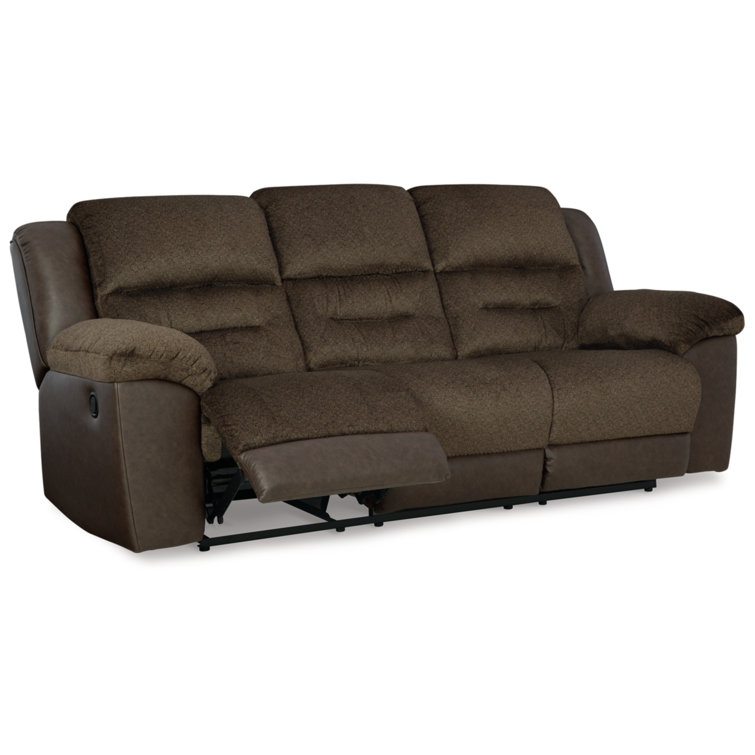 Brown Faux Leather Manual Reclining Sectional Sofa