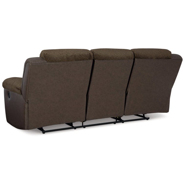 Brown Faux Leather Manual Reclining Sectional Sofa