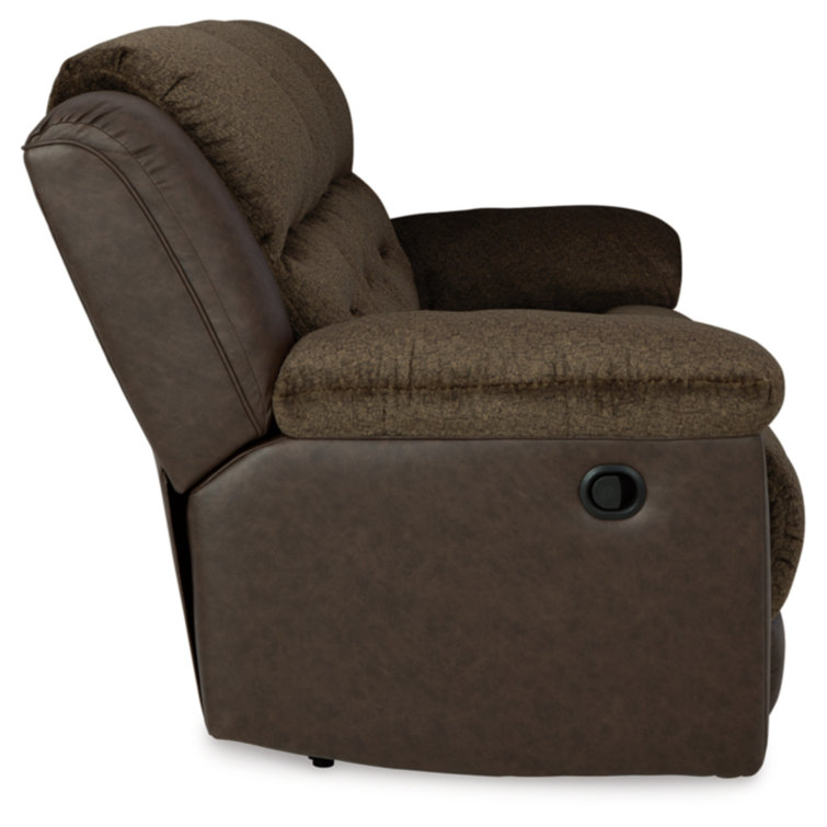 Brown Faux Leather Manual Reclining Sectional Sofa