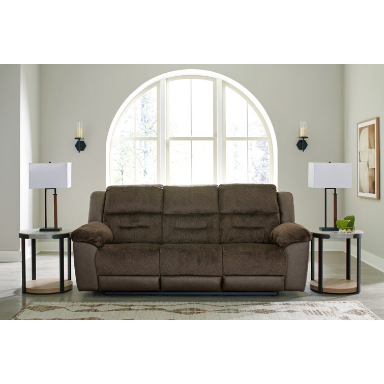 Brown Faux Leather Manual Reclining Sectional Sofa