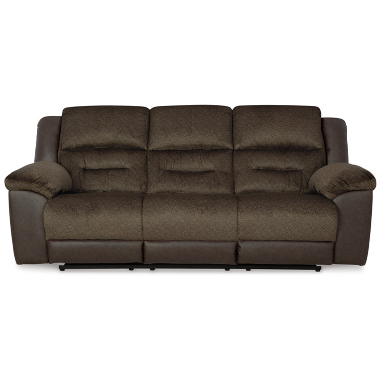 Brown Faux Leather Manual Reclining Sectional Sofa