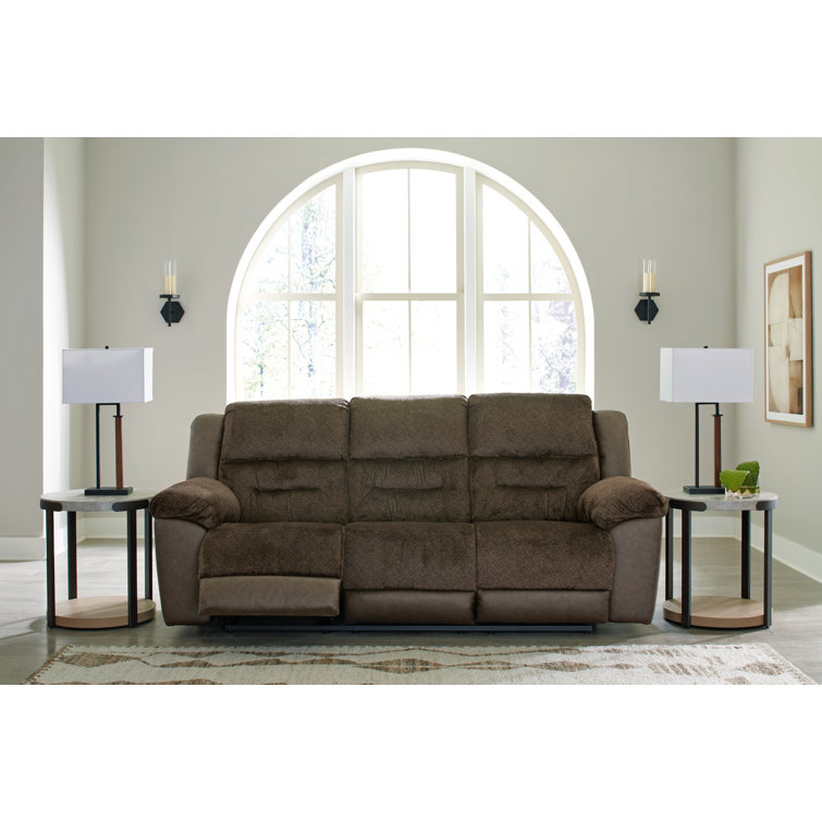 Brown Faux Leather Manual Reclining Sectional Sofa