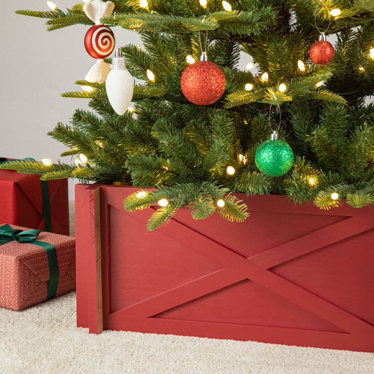 Rustic Red Wooden Christmas Tree Collar