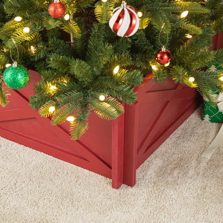 Rustic Red Wooden Christmas Tree Collar