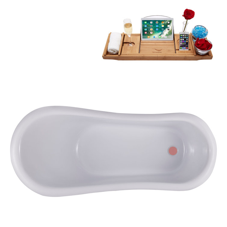 61" Black and White Acrylic Clawfoot Slipper Bathtub with Gold Feet