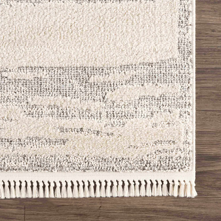 Beige and Gray Machine Woven Polypropylene Area Rug 2' x 3'