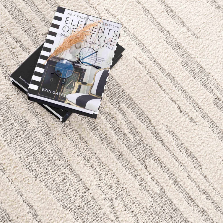 Beige and Gray Machine Woven Polypropylene Area Rug 2' x 3'