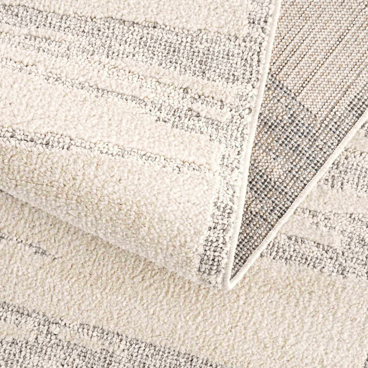 Beige and Gray Machine Woven Polypropylene Area Rug 2' x 3'