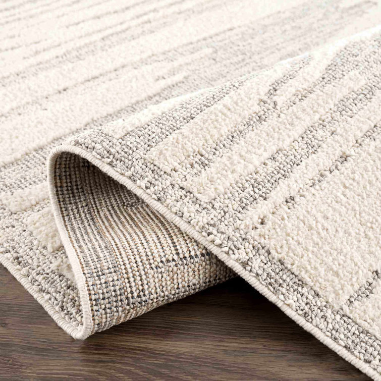 Beige and Gray Machine Woven Polypropylene Area Rug 2' x 3'