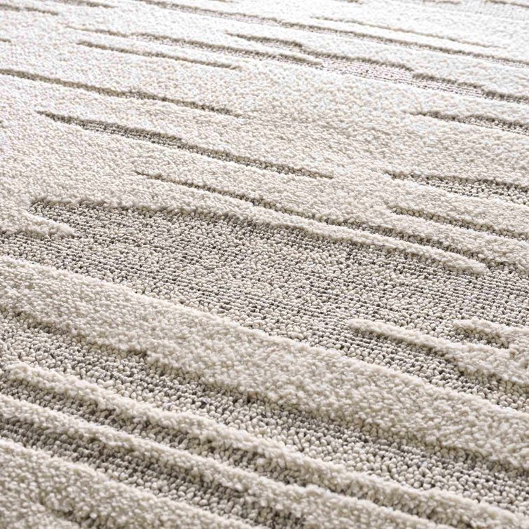 Beige and Gray Machine Woven Polypropylene Area Rug 2' x 3'