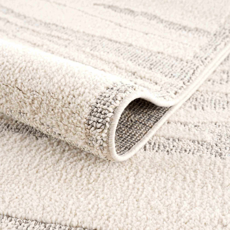 Beige and Gray Machine Woven Polypropylene Area Rug 2' x 3'