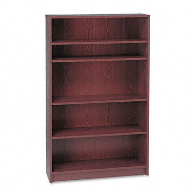 Mahogany 5-Shelf Adjustable Laminate Bookcase