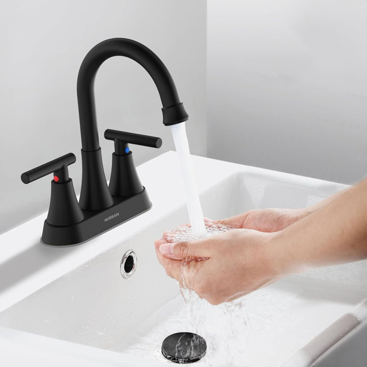 Matte Black Stainless Steel Double Handle High Arc Bathroom Faucet