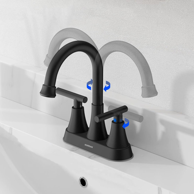 Matte Black Stainless Steel Double Handle High Arc Bathroom Faucet