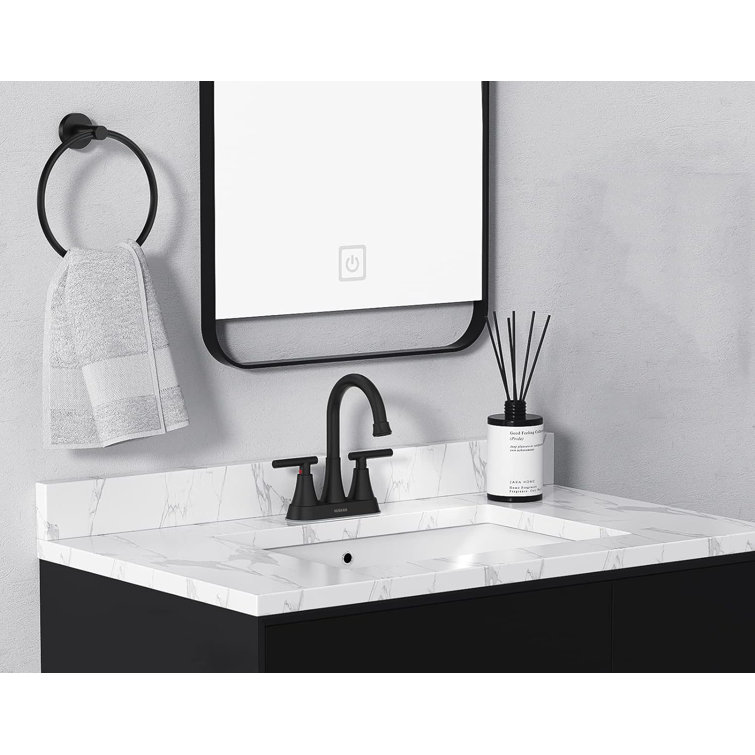 Matte Black Stainless Steel Double Handle High Arc Bathroom Faucet