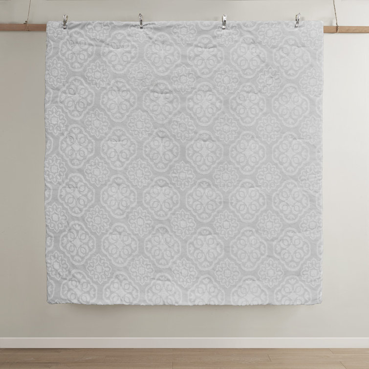 California King Gray and White Woven Bedspread Set