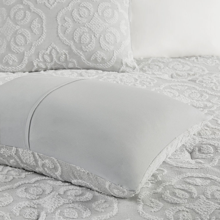 California King Gray and White Woven Bedspread Set