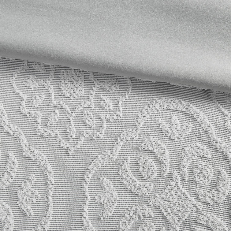 California King Gray and White Woven Bedspread Set