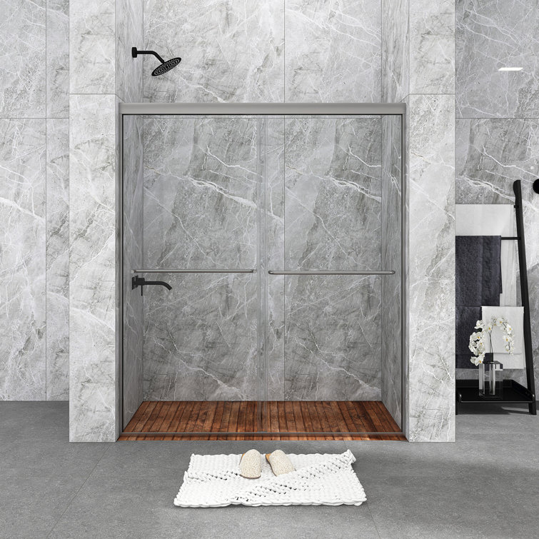 60 in. Chrome Framed Double Sliding Shower Door with Clear Glass