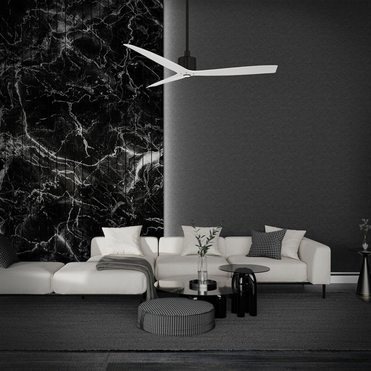 Matte Black and White 60'' Smart Ceiling Fan with LED Light