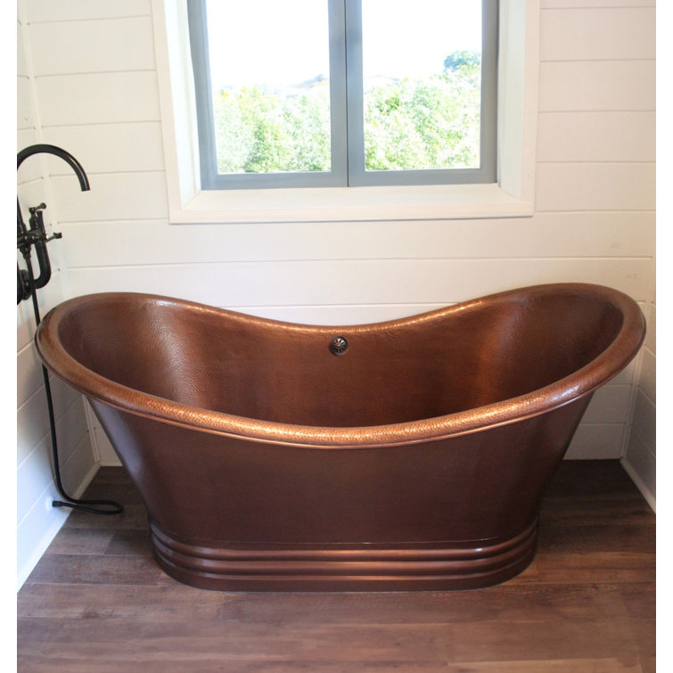 Euclid 71.5" Antique Copper Freestanding Double Slipper Bathtub