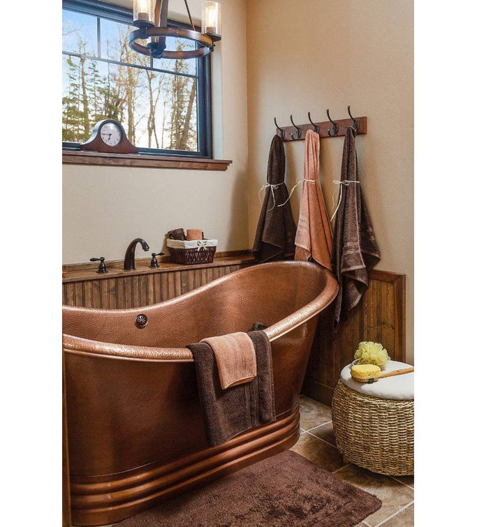 Euclid 71.5" Antique Copper Freestanding Double Slipper Bathtub