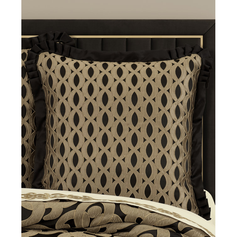 Bronze and Black Geometric Polyester Euro Sham