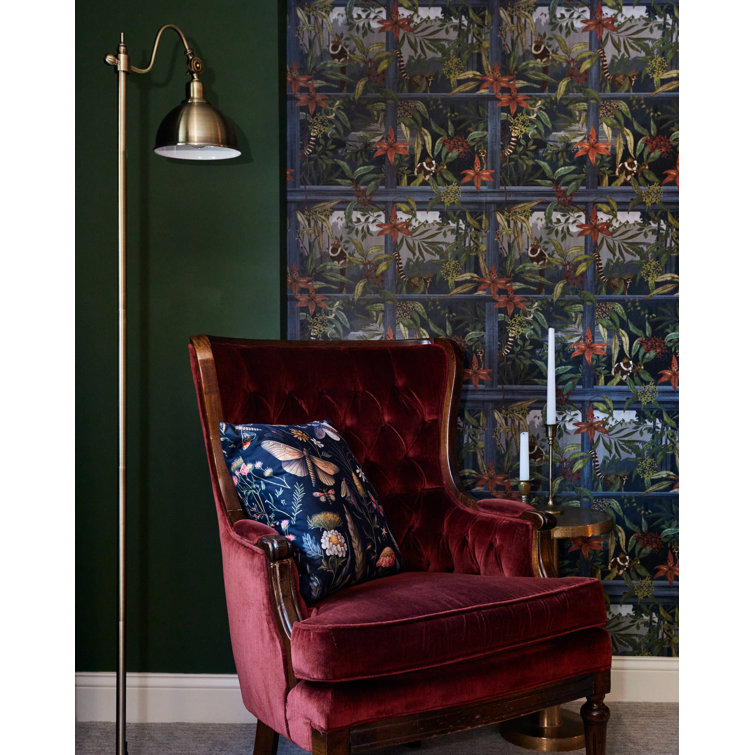 Navy Tropical Floral Foliage Non-Woven Wallpaper Double Roll
