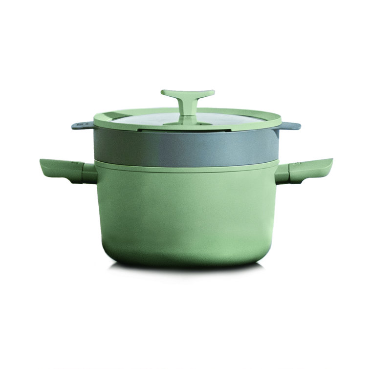 Sage Green 4.6qt Recycled Aluminum Stockpot with Glass Lid