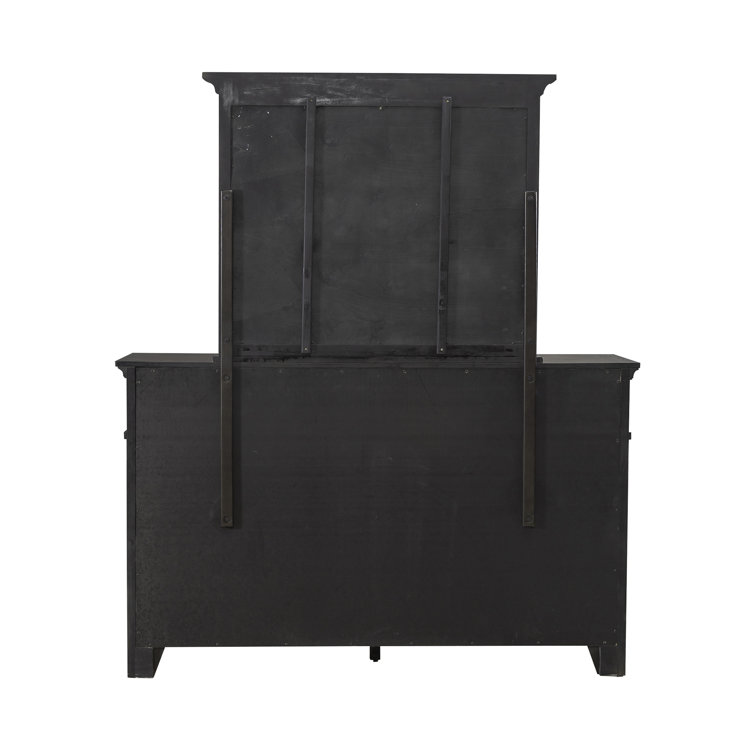 King Dark Brown Upholstered Bed Set with Dresser, Mirror, Chest, Nightstand