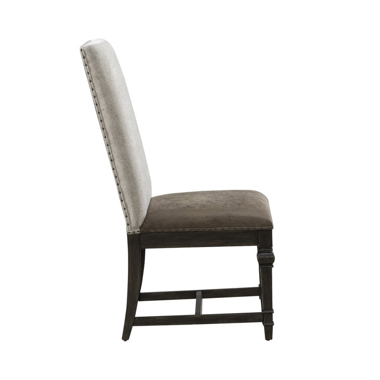 Saddle Brown Faux Leather Upholstered Ladderback Side Chair