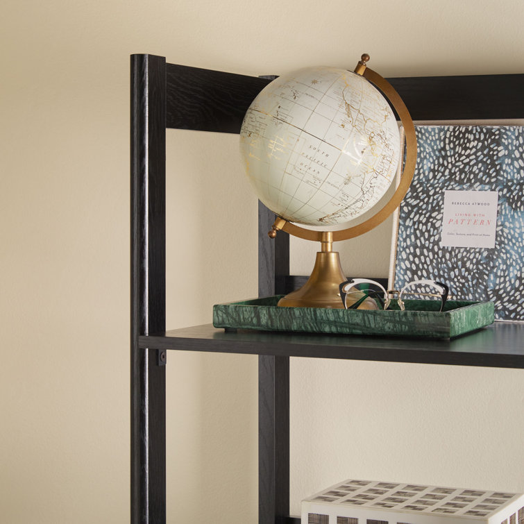 Black Narrow Reeded Bookshelf with Bottom Drawer