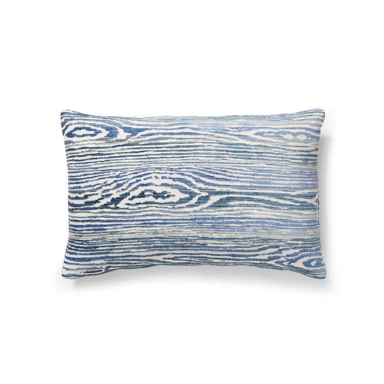 Wedgwood Blue Jacquard Wood-Grain Pattern Pillow
