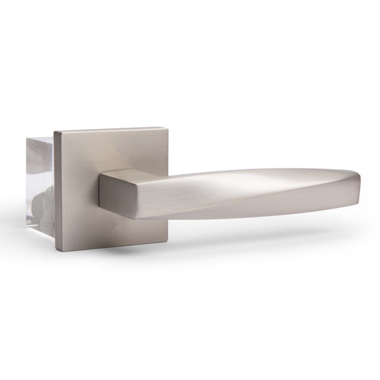 Satin Nickel Square Backplate Modern Interior Door Lever