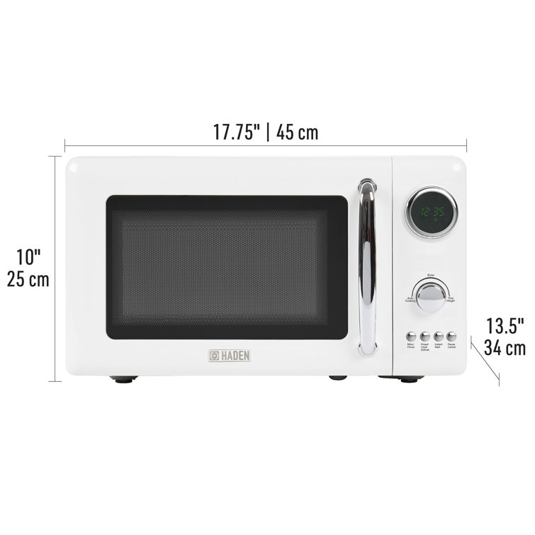 Ivory Stainless Steel Compact Countertop Microwave Oven