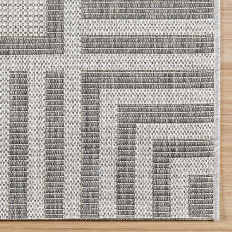 Gray Striped Flatweave Indoor Outdoor 6' x 9' Area Rug