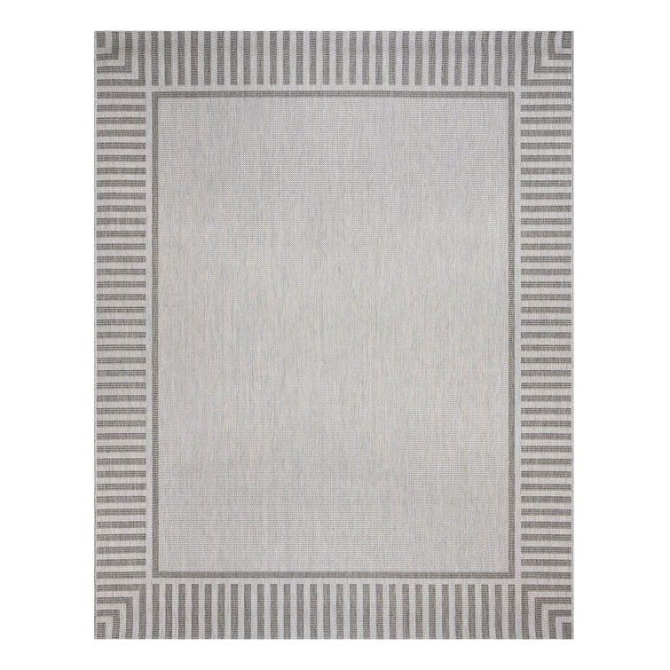 Gray Striped Flatweave Indoor Outdoor 6' x 9' Area Rug