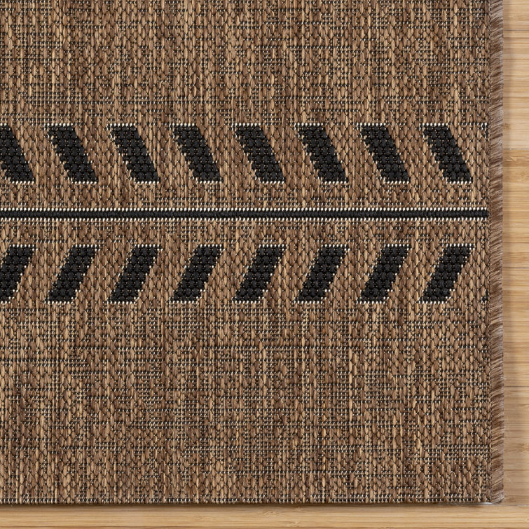 Havana Brown and Black Striped Synthetic Flatweave Runner Rug