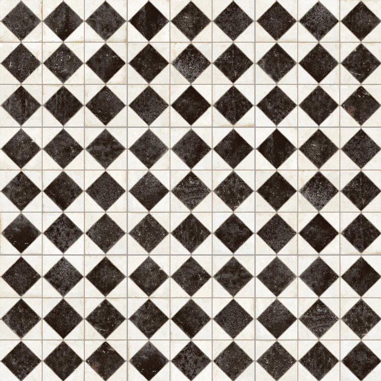 Kings Arles 13" Black and Beige Ceramic Floor and Wall Tile