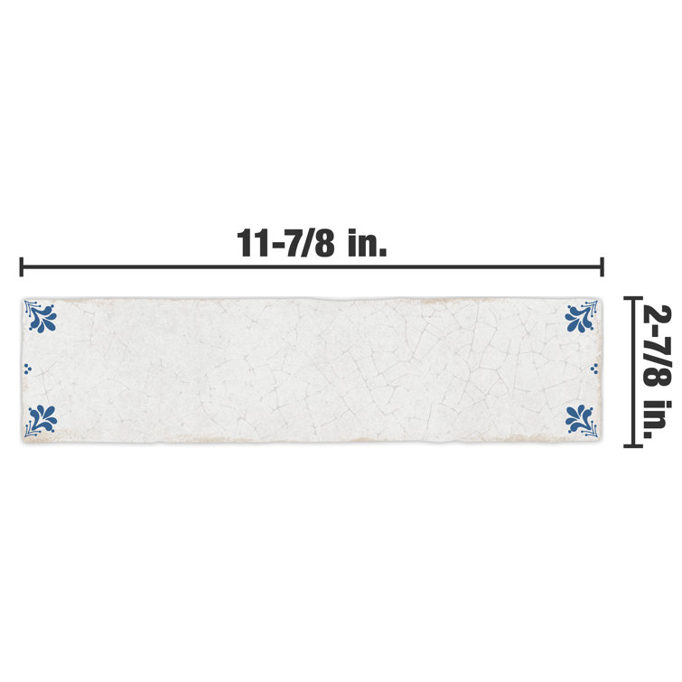 White and Blue Ceramic Wall Tile with Crackle Finish