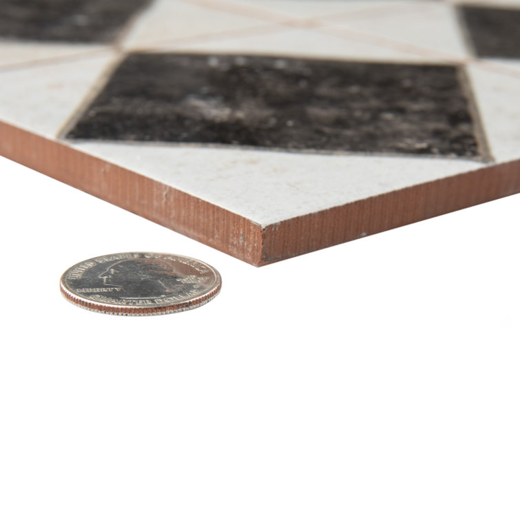Kings Arles 13" Black and Beige Ceramic Floor and Wall Tile