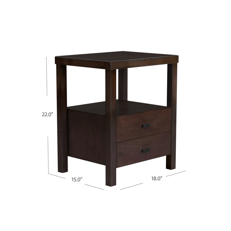 Westwood Acacia Solid Wood 2-Drawer Nightstand - Brown