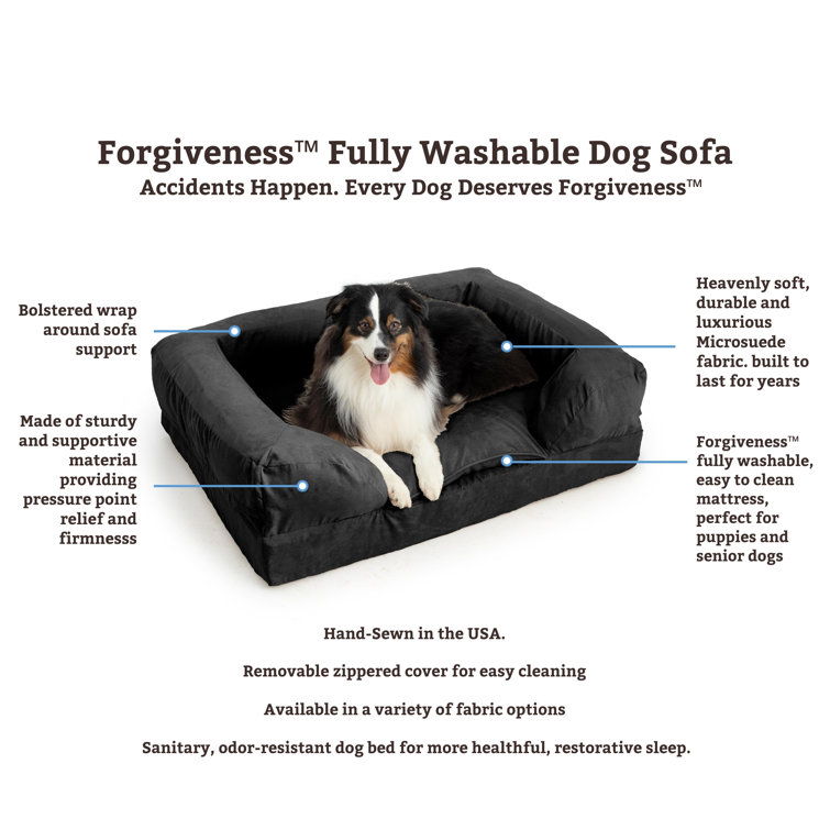 Medium Orthopedic Buckskin Suede Bolster Dog Sofa