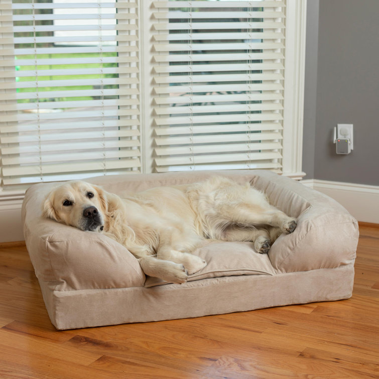 Medium Orthopedic Buckskin Suede Bolster Dog Sofa