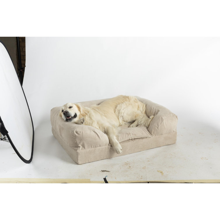 Medium Orthopedic Buckskin Suede Bolster Dog Sofa