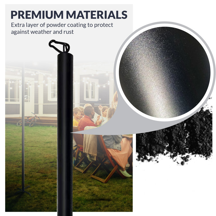 Weather Resistant 9-Foot Steel Outdoor String Light Poles