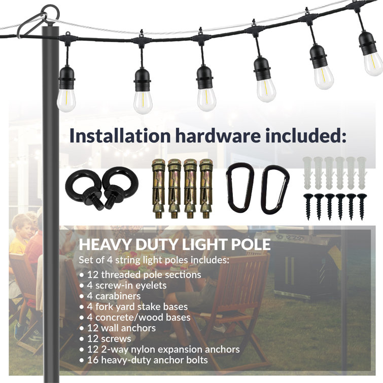 9-ft. 8-in. Powder Coated Steel Outdoor Lantern Poles