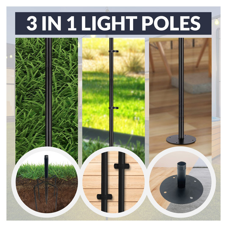 9-ft. 8-in. Powder Coated Steel Outdoor Lantern Poles